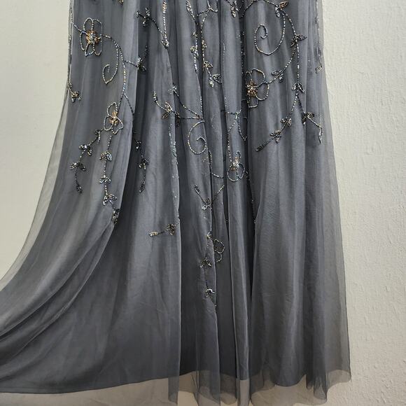 NWT Pisarro Nights Beaded Sequin Mesh Gown with Matching Jacket - Grey (Size 10) - Picture 11 of 16